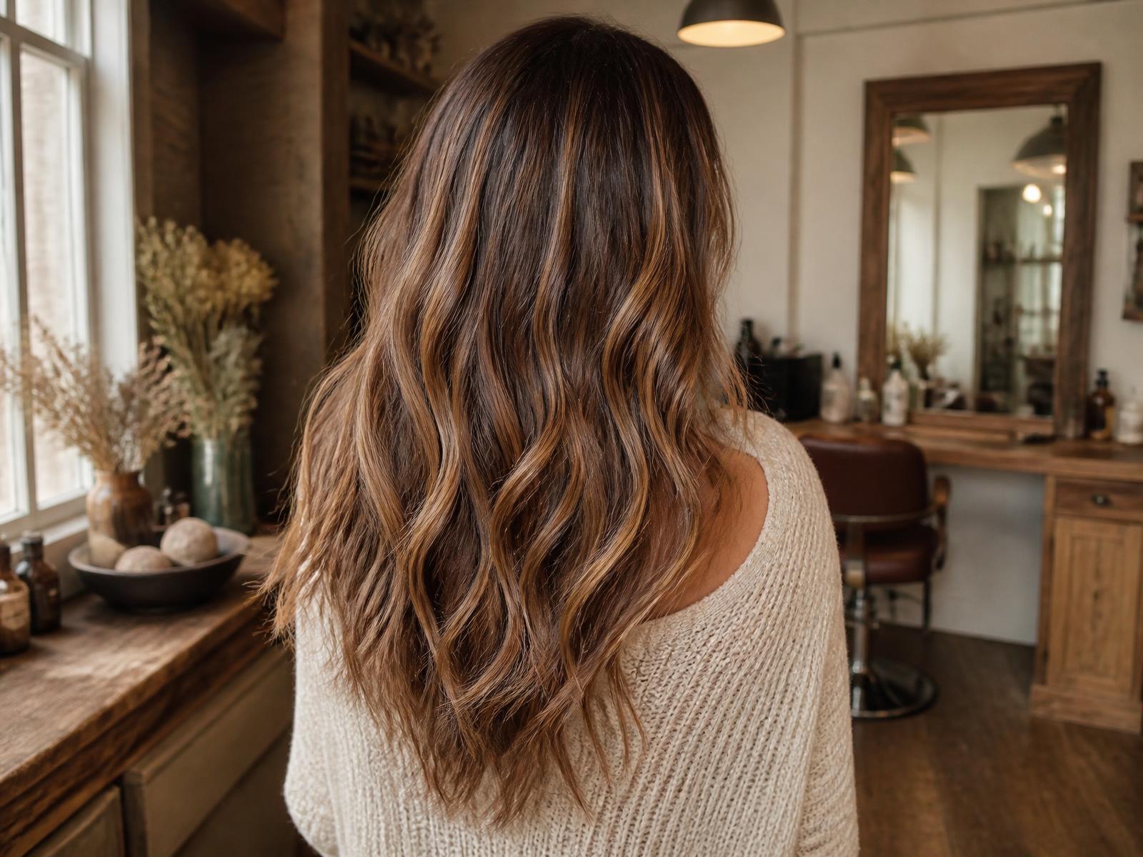Dimensional lived-in balayage created at Rustic Roots Hair Studio